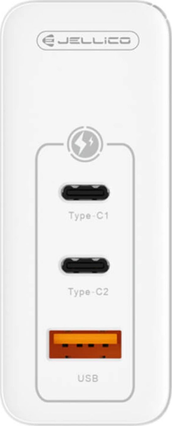 Ładowarka Jellico Ładowarka Sieciowa GaN 100W 1x QC3.0 USB + 2x PD USB-C Jellico C118 biała