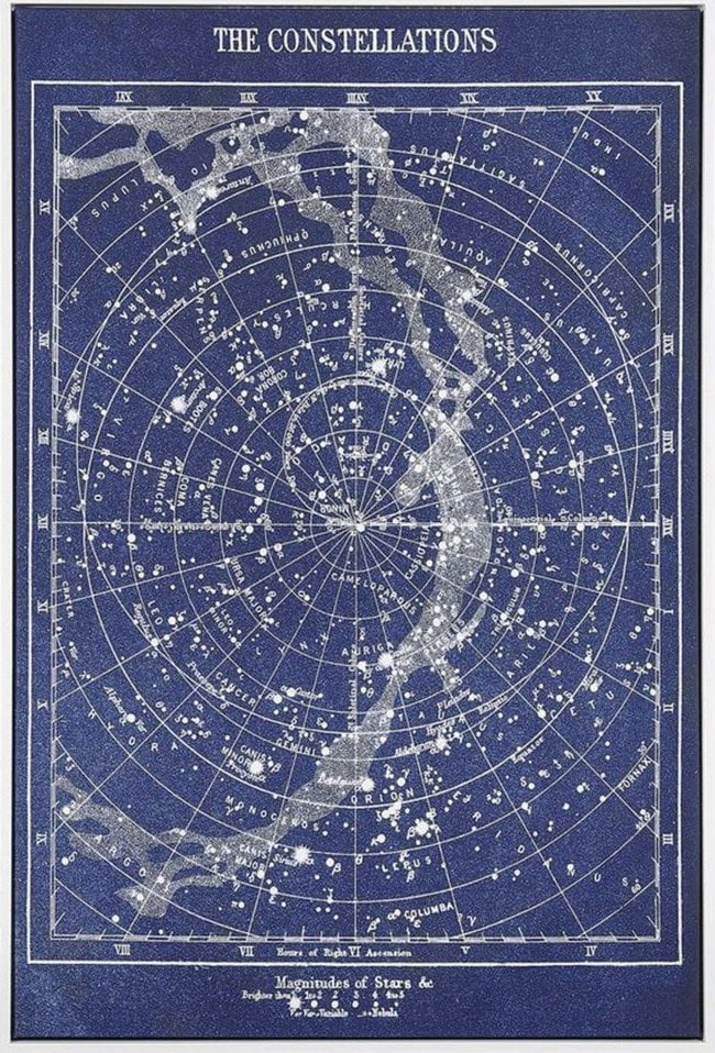 Фото - Картина Beliani Lumarko Obraz na płótnie w ramie mapa gwiazd 63 x 93 cm niebieski 