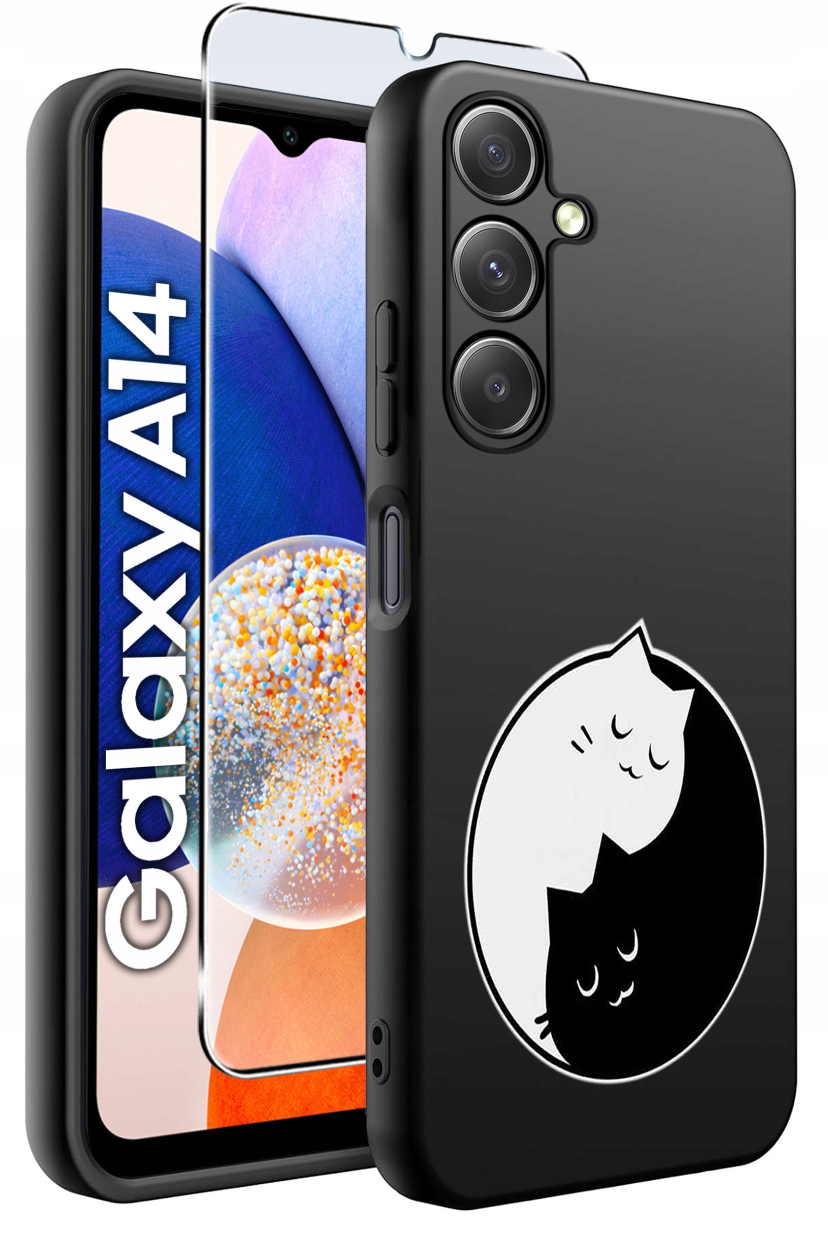 ETUI do Samsung A14 5G WZORY | SILIKONOWE MATT CASE + SZKŁO HARTOWANE 9H