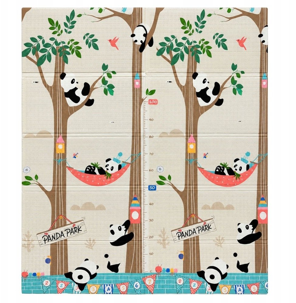 LeanToys Mata edukacyjna do raczkowania piankowa składana dwustronna pandy 180x150cm