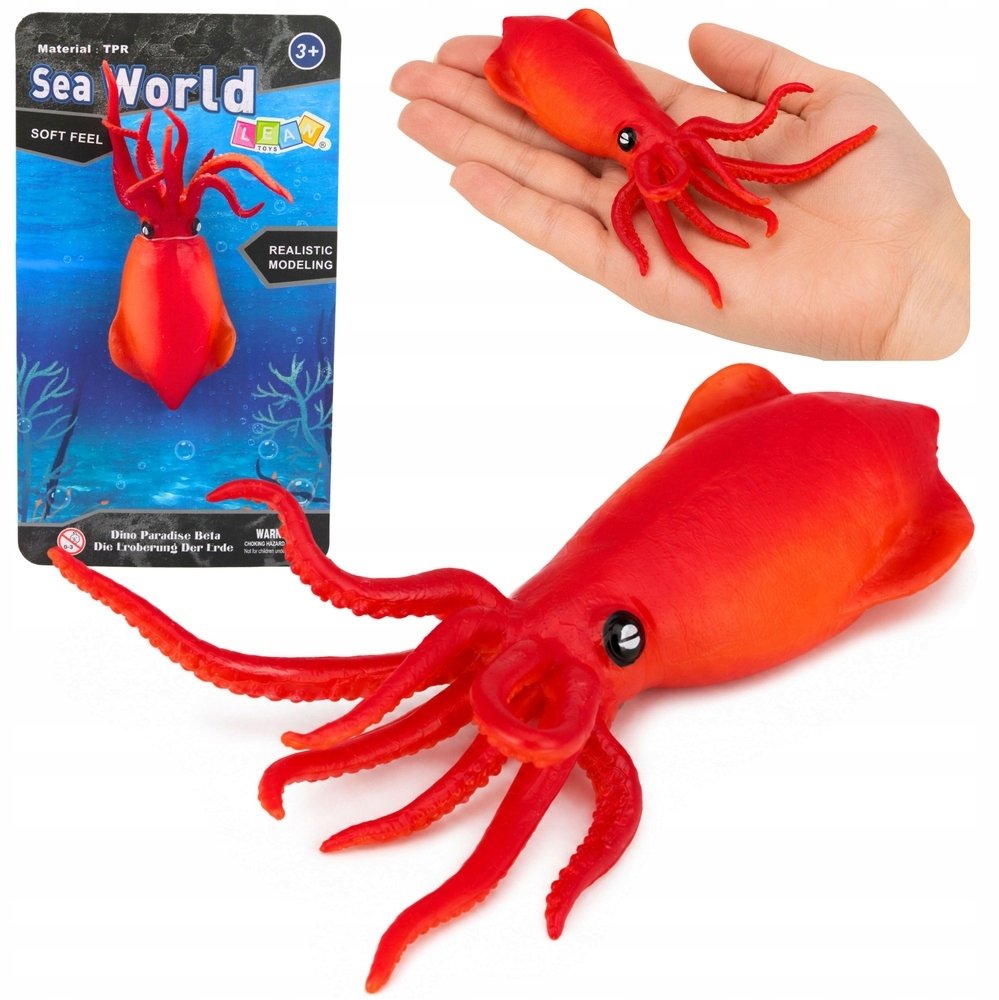 Figurka LeanToys Kałamarnica Gumowa Figurka Rozciągliwa Realistyczna Zwierzę Morskie 18 cm
