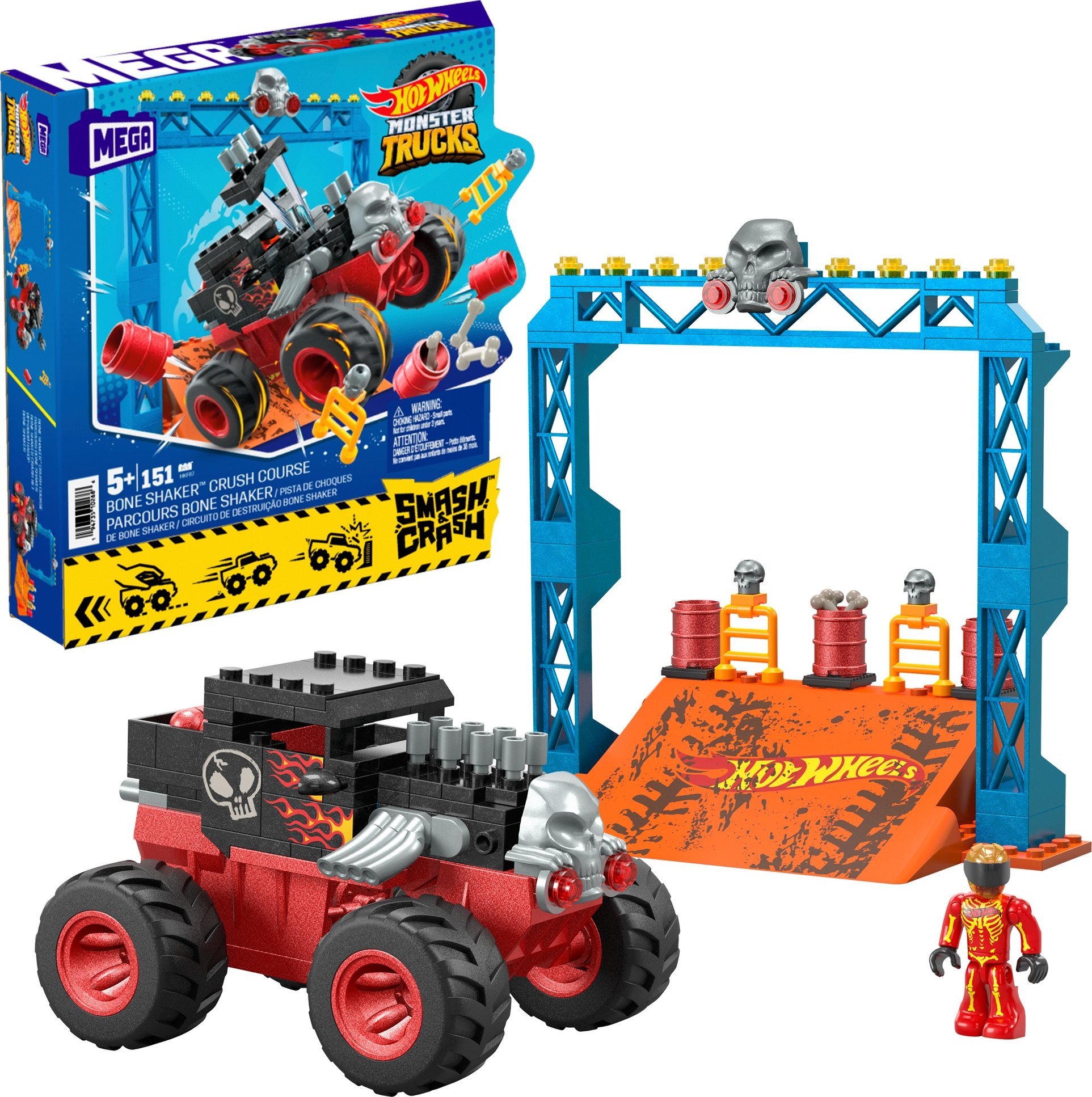 Mega Bloks Klocki Hot Wheels Monster Trucks Bone Shaker Kaskaderska sztuczka