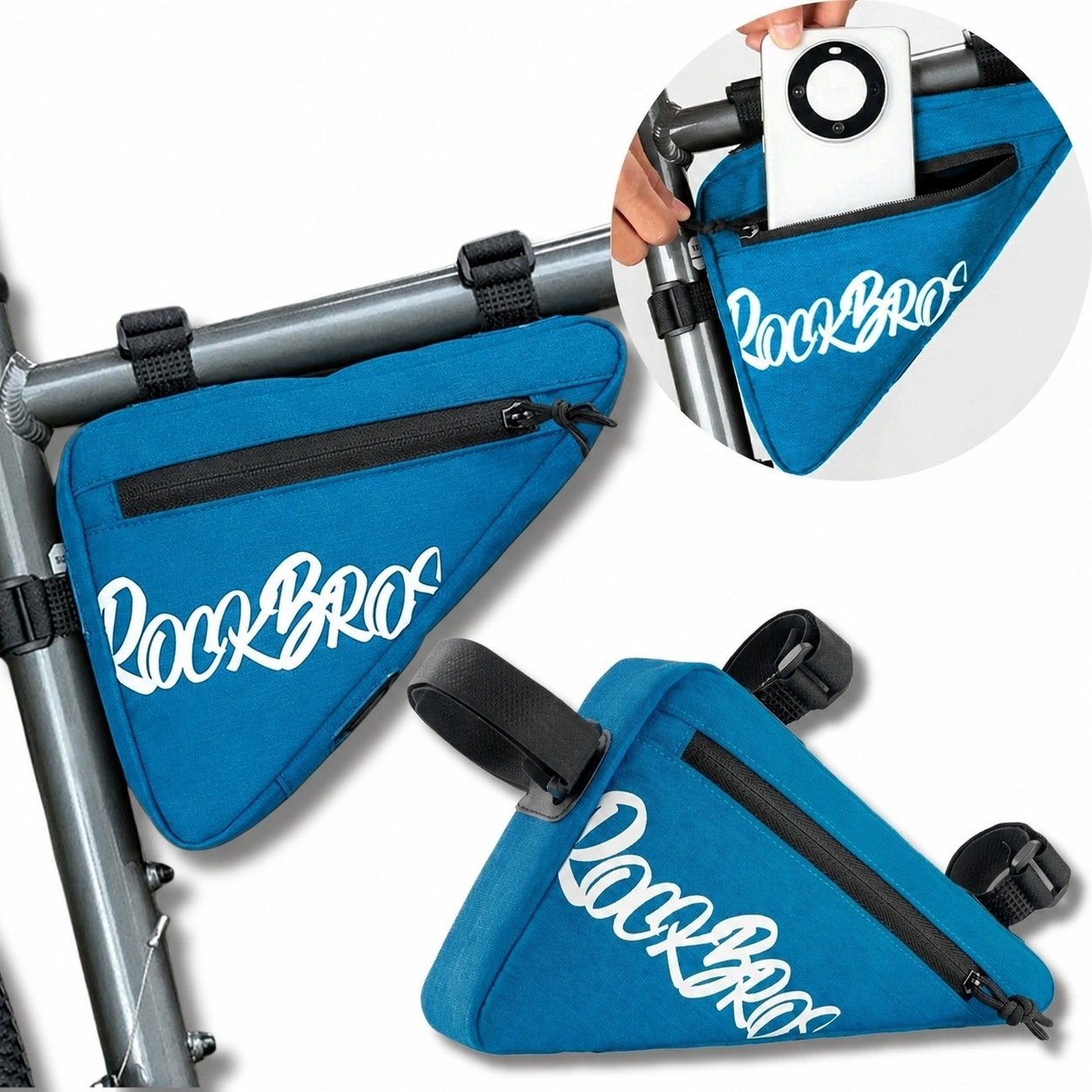 RockBros Torba rowerowa G001 Flash Journey na ramę trójkątna 0.8 l - niebieska (5907769391101)