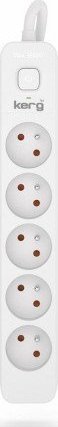 Kerg Przedłużacz KERG z wyłącznikiem-5 gniazd-biało-szary-10m-16A-H05VV-F-3x1,5mm2