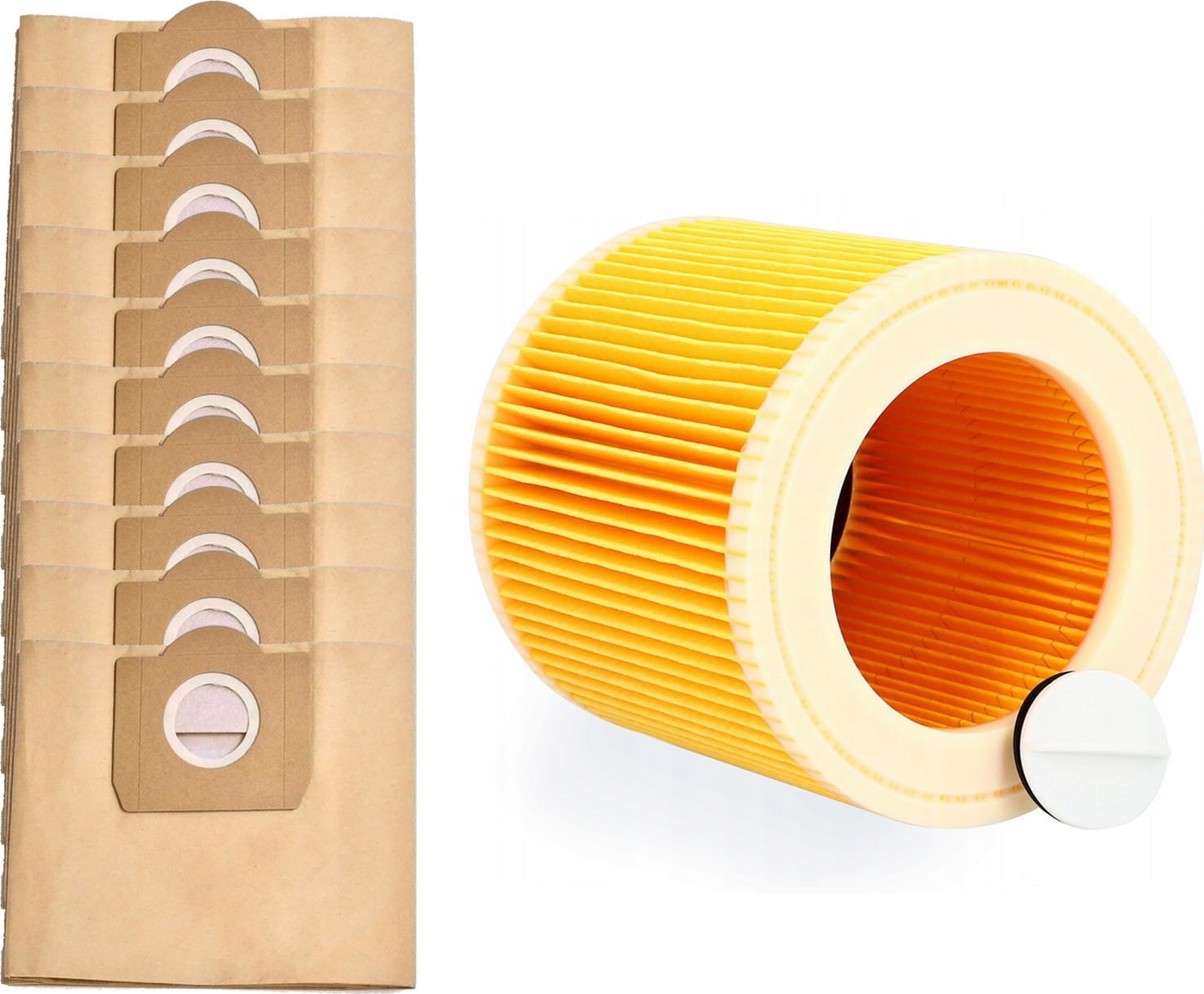 Worek do odkurzacza Pako Zestaw 10x Worek Do Odkurzaczy Krcher 6.959-130.0 + Filtr Powietrza Do Odkurzaczy Krcher 6.414-552.0