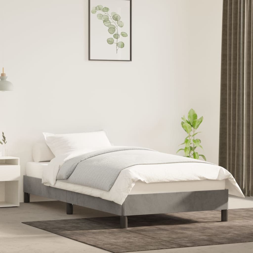 Фото - Ліжко VidaXL Rama łóżka, jasnoszara, 90x190 cm, tapicerowana tkaniną 