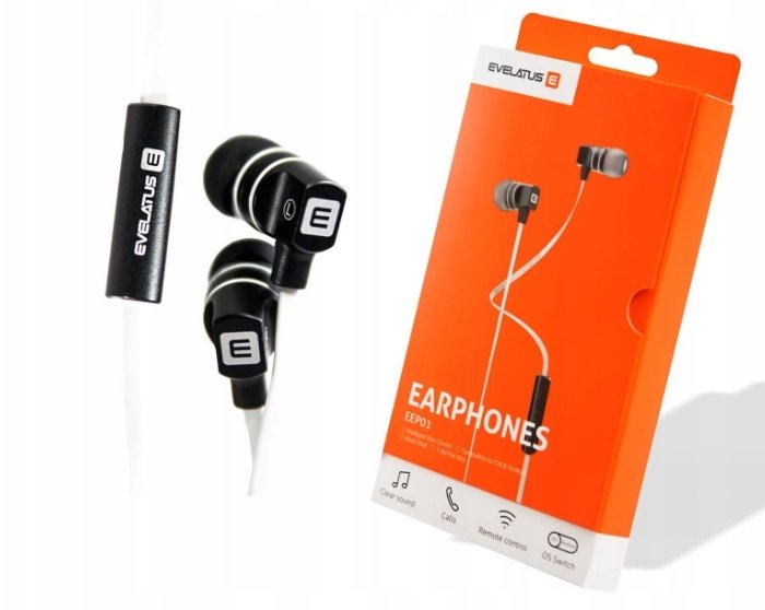 Evelatus Przewodowe Hands Free EEP01 with mic Black (43434)