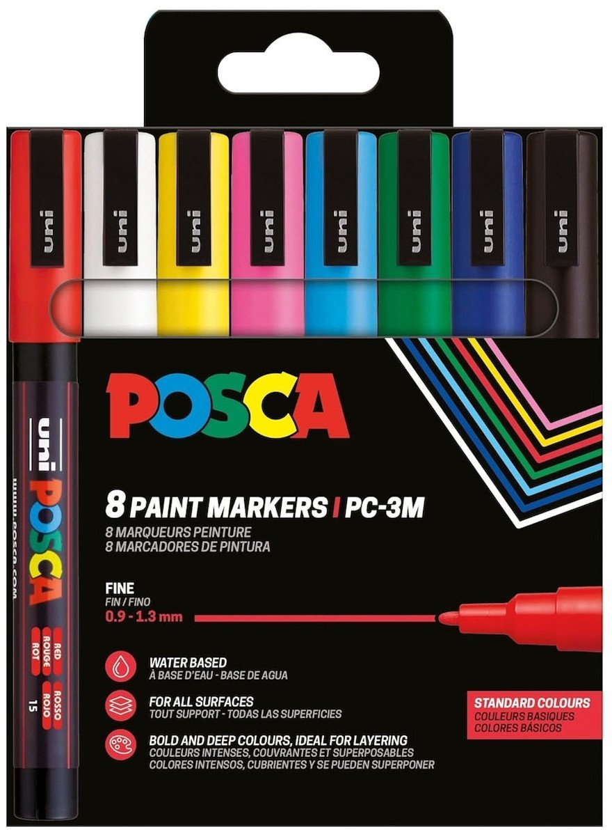 Posca POSCA PC-3M 8stk Basis Farver