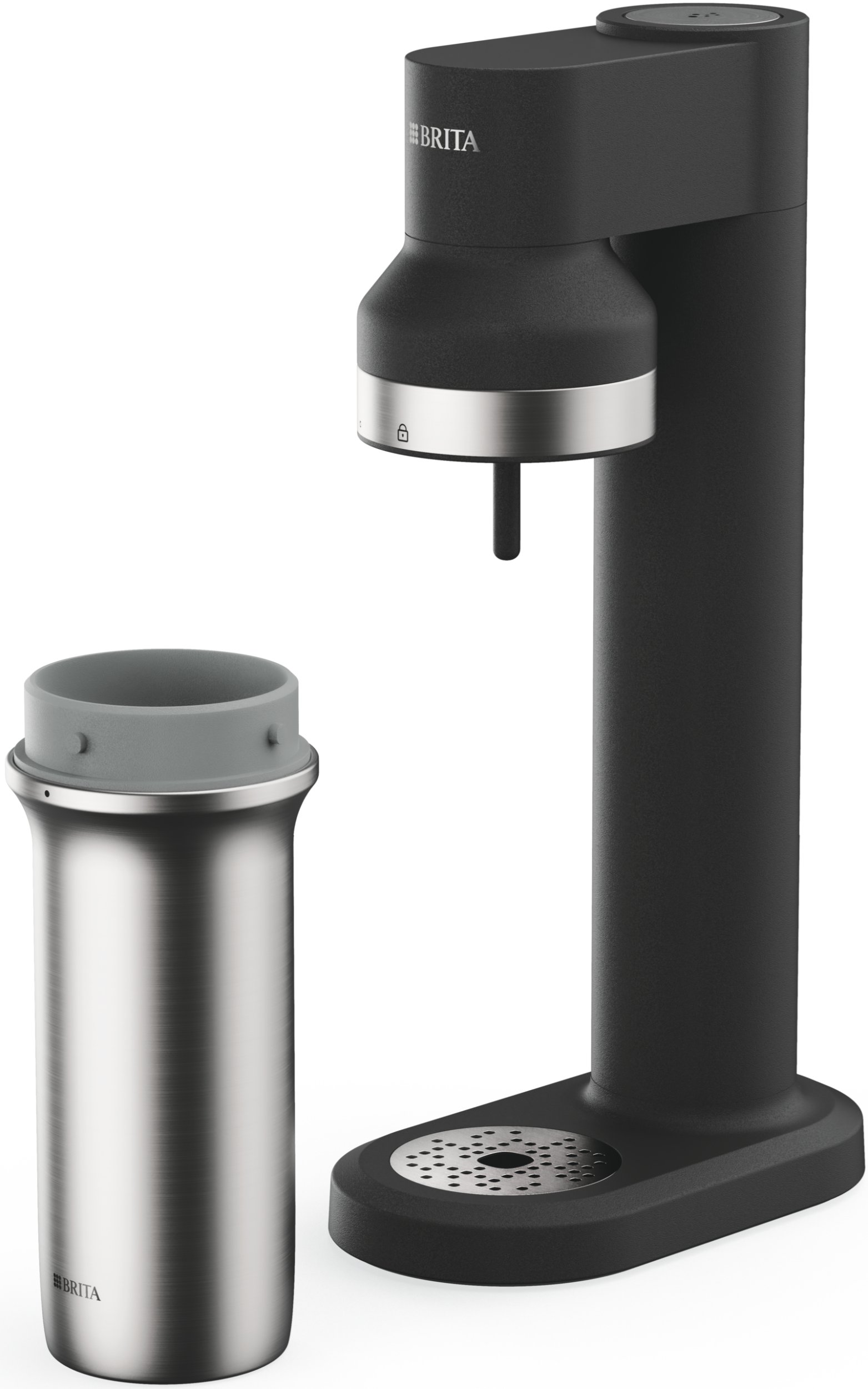 Saturator Brita sodaTRIO Czarny + Dodatkowa butla CO2 + Butelka izolowana 1l biała