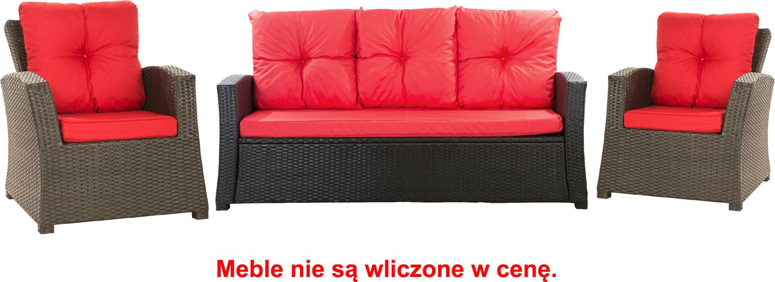 Setgarden Zestaw poduszek na meble ogrodowe rattanowe dla 5 osób rozmiar 168/52