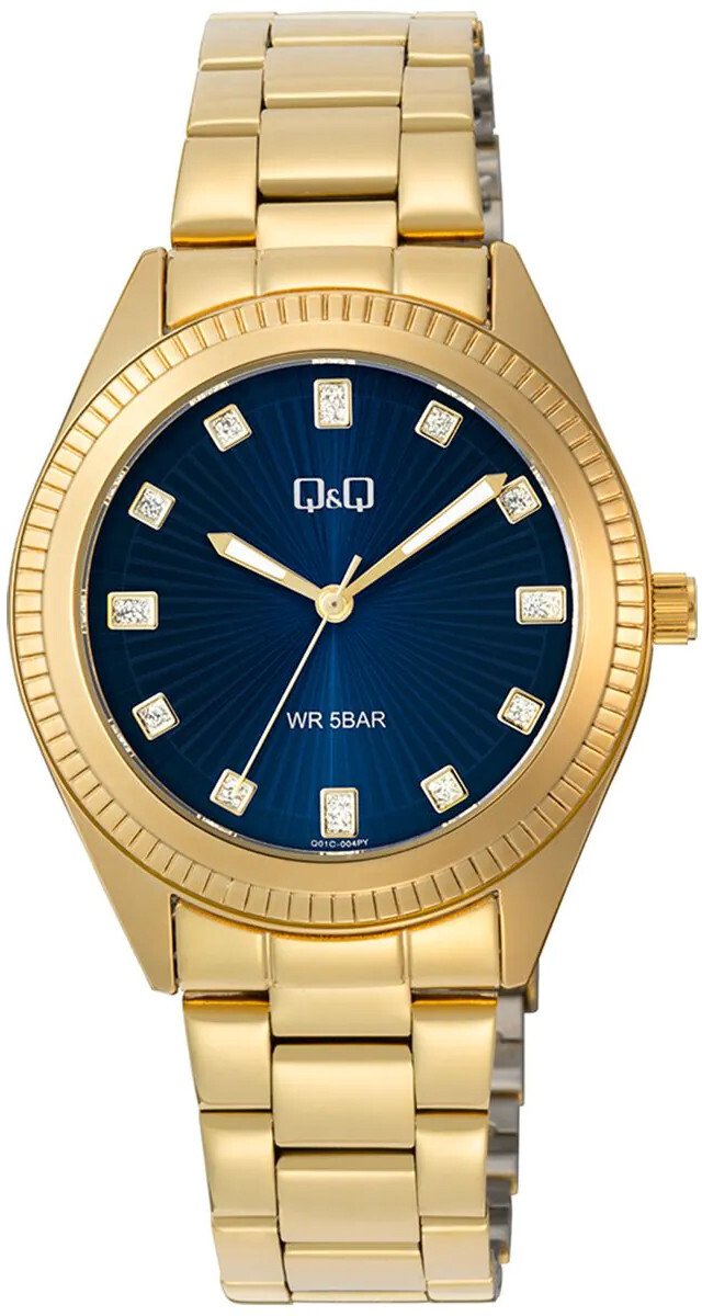 Zegarek QQ Zegarek damski QQ Q01C-004P CYRKONIE złoty