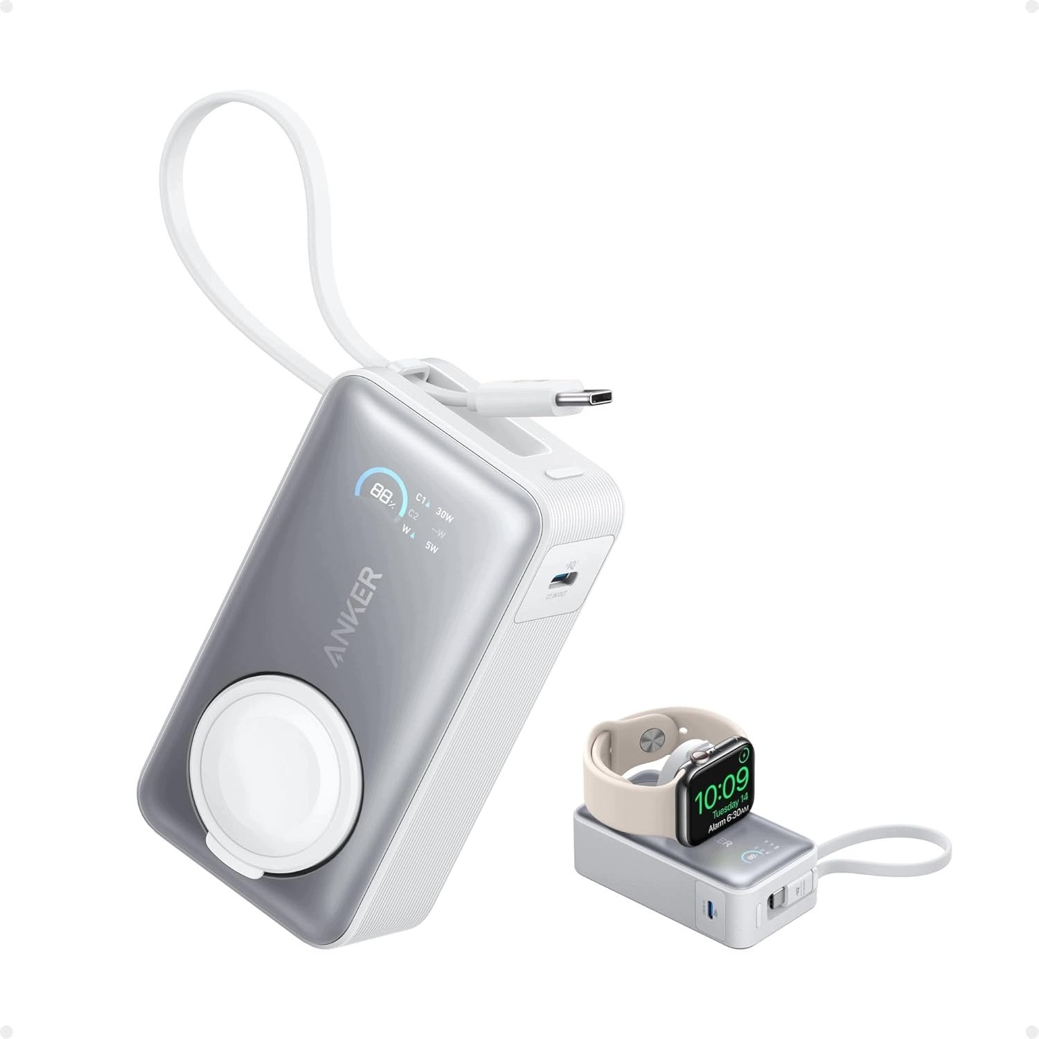 Powerbank Anker MagGo - Powerbank - 10000 mAh - 35 Watt (24 pin USB-C) - biały