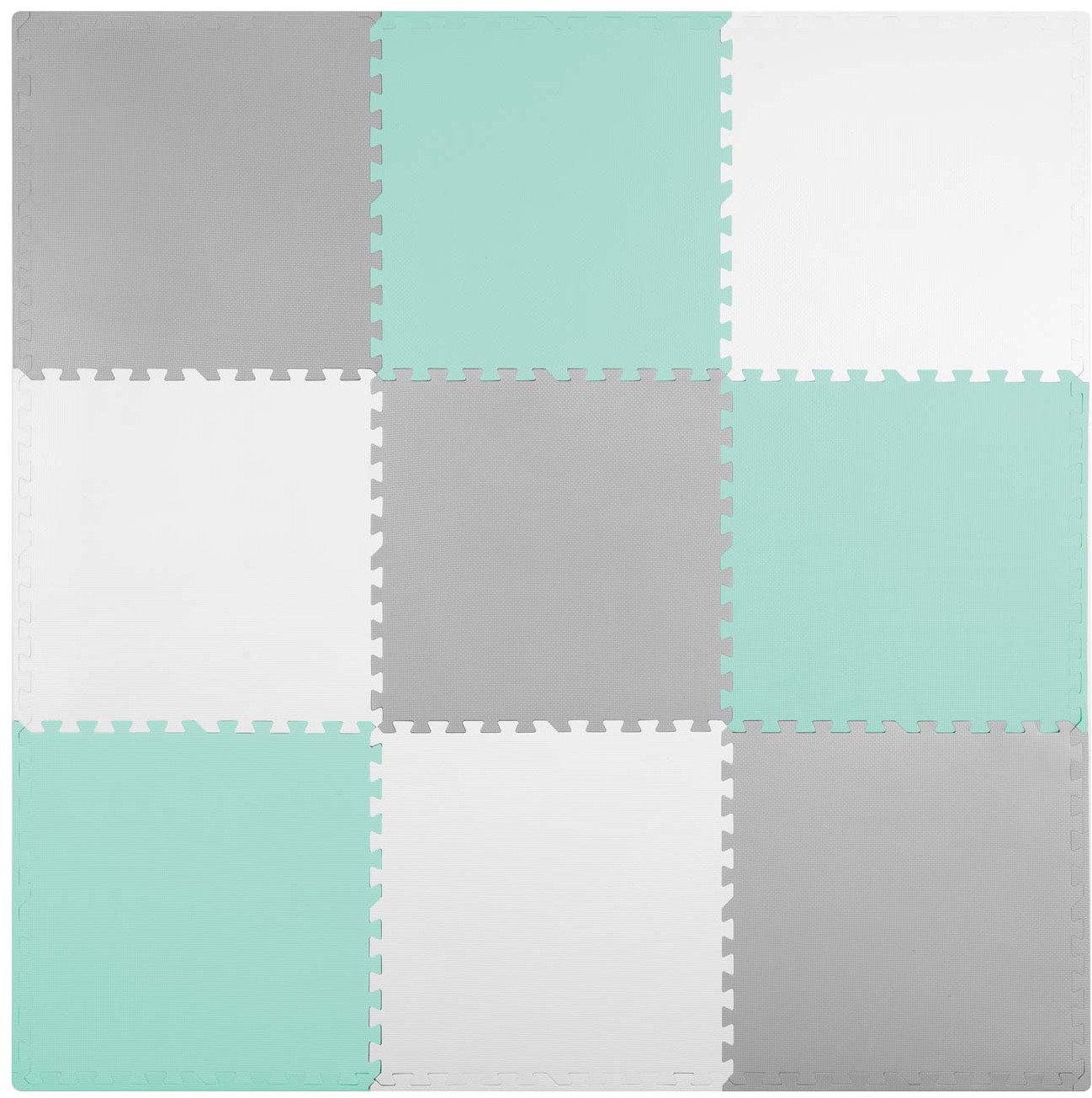 Ricokids Duża mata piankowa puzzle Ricokids 180x180cm 9 szt szaro-turkusowa