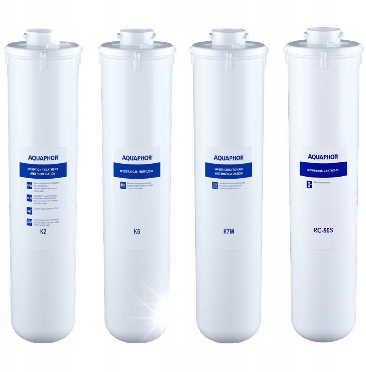 Aquaphor Wkłady filtrujące filtry K5 K2 K7M RO-50S do Aquaphor Morion RO-101s 4 szt.