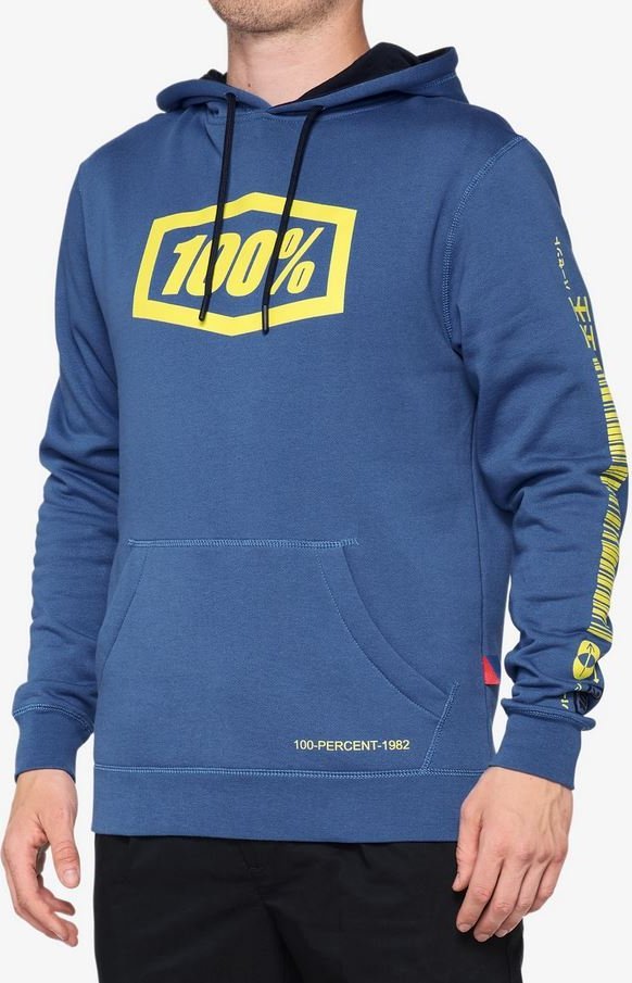 100% Bluza męska 100% BURST Hooded Pullover Sweatshirt Federal Blue roz. XL (NEW)