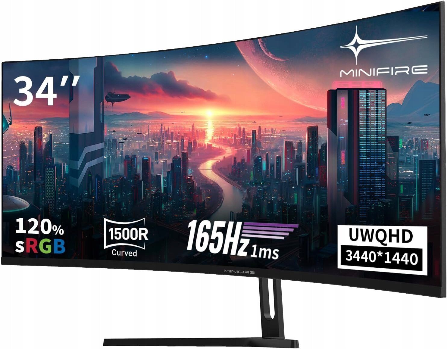 Minifire UWQHD zakrzywiony gamingowy 34" 165 Hz 3440x1440