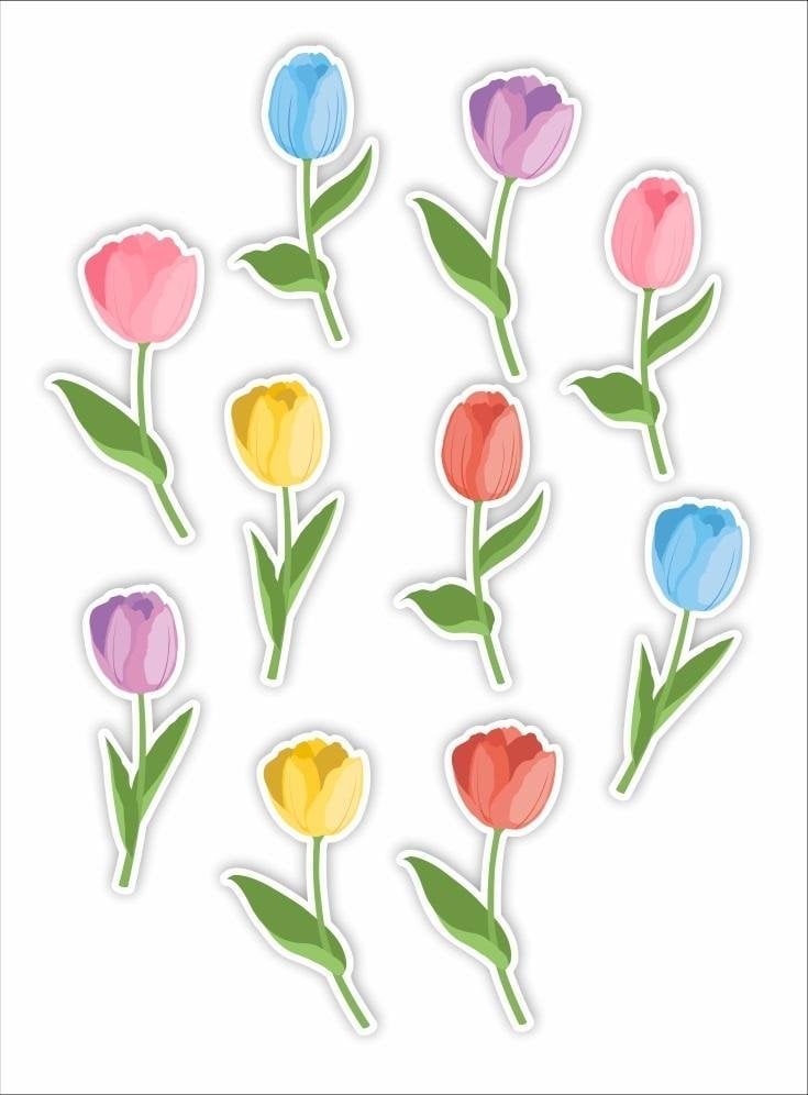 LearnHow Dekoracje okienne dwustronne - Tulipany 03 10szt