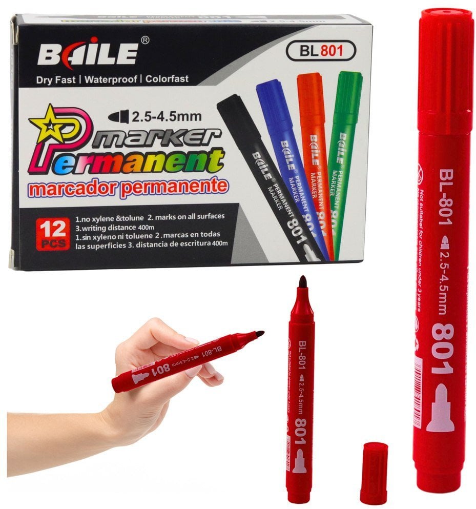 Lean Marker Permanentny Wodoodporny Czerwony 2,5-4,5 mm