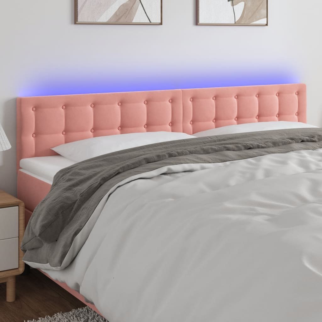 Фото - Інші меблі VidaXL Zagłówek do łóżka z LED, różowy, 160x5x78/88 cm, aksamit 