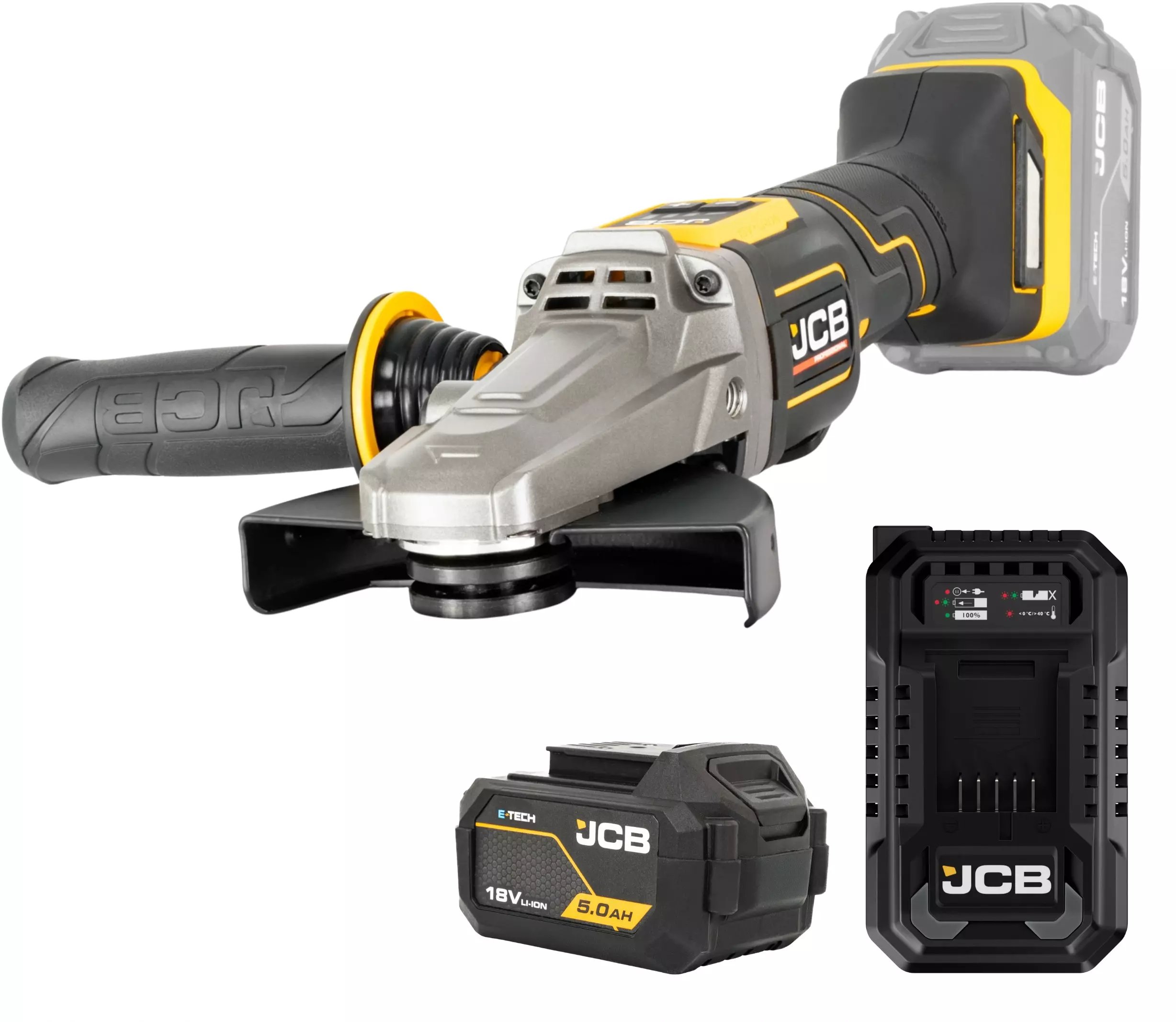 JCB Professional 18V Szlifierka Kątowa 125Mm Ładowarka 4.5A Akumulator 5Ah