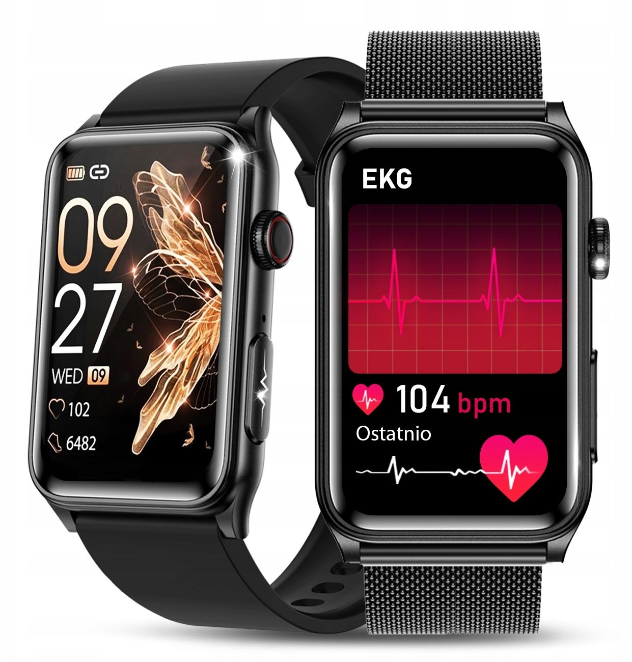 SMARTWATCH ZEGAREK EKG HRV GLUKOZA CIŚNIENIE TEMPERTATURA BMI PULS MENU PL