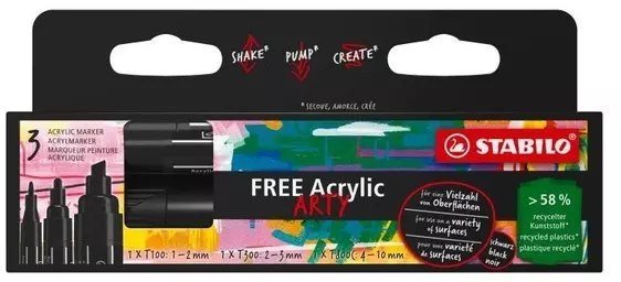 Stabilo Markery Free, czarne (3 sztuki)
