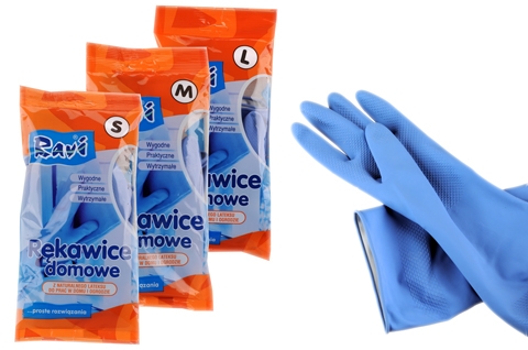 Ravi Rękawice gumowe flokowane S