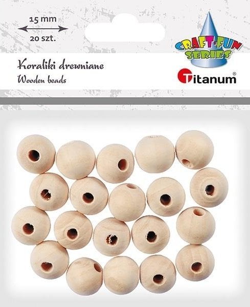 Titanum Koraliki drewniane okrągłe 20szt