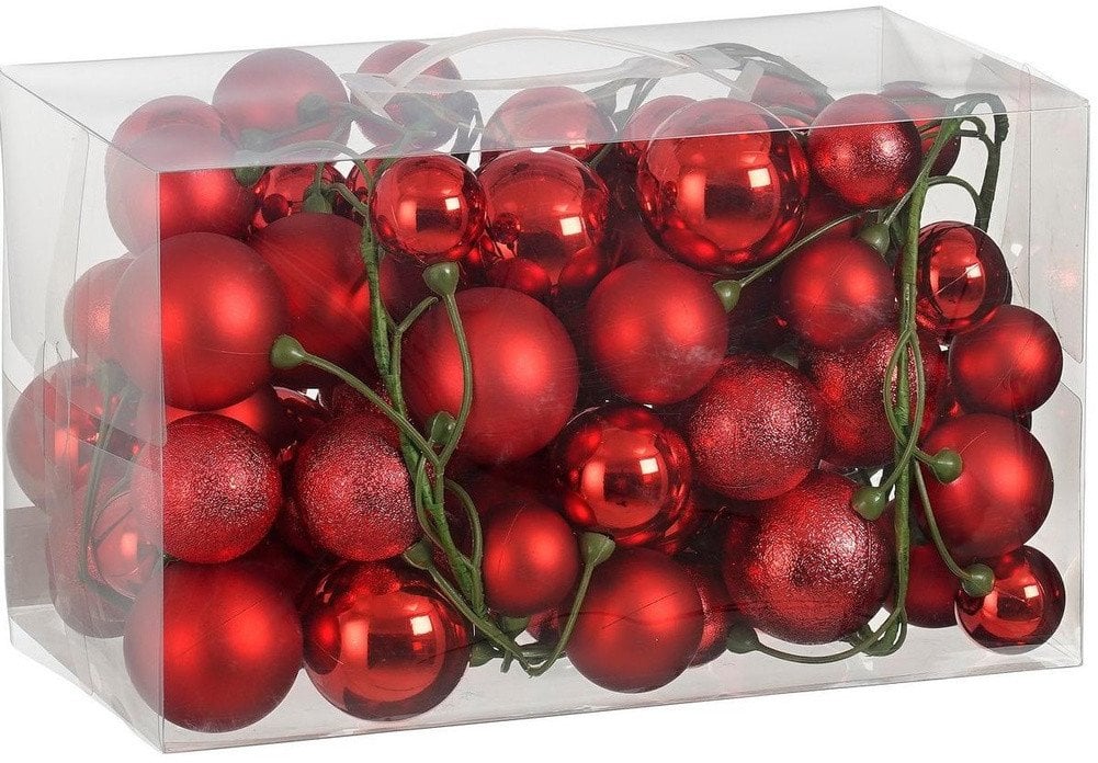 GAŁĄZKA GIRLANDA 180CM Z BOMBKAMI 80 SZT.MICA CZERWONA