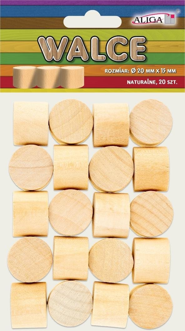 Aliga Walce drewniane 20x15mm 20szt