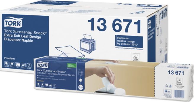 Tork Tork Xpressnap Snack - Serwetki dyspenserowe, 2-warstwowe, ekstra miękkie, premium - Białe