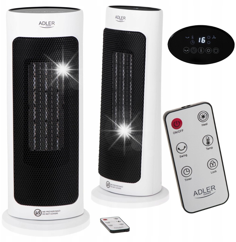 Termowentylator Adler TERMOWENTYLATOR Ceramiczny Farelka 2000W Timer Pilot Regulacja Wentylator
