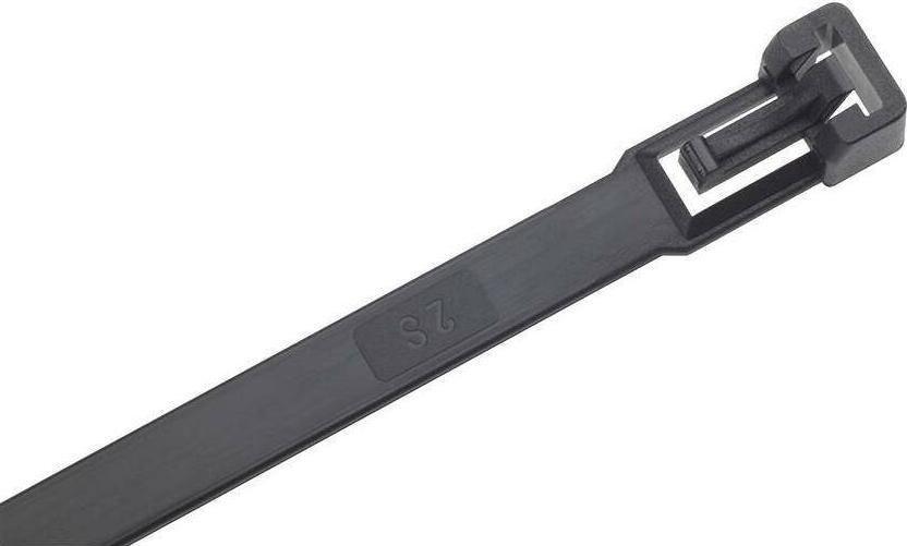 Sapiselco Opaska kablowa z nylonu kolor czarny 280x7,5mm 100szt. odpinana SapiSelco