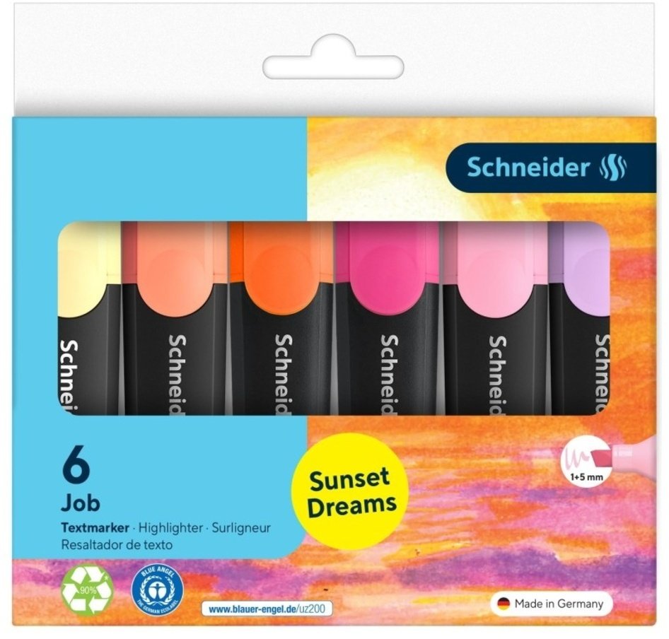 Schneider Zakreślacz Job Sunset Dreams, 1-5 mm, 6 szt., w etui, mix kolorów (SR115086)