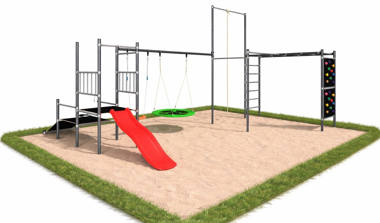 Plum Duży plac zabaw ogrodowy DUMO MAX siłownia dla dzieci, monkey bar, zjeżdżalnia