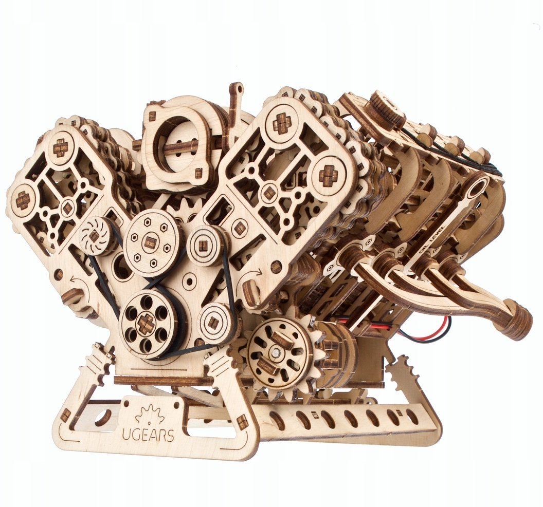 UGEARS Drewniane mechaniczne puzzle Motor V8