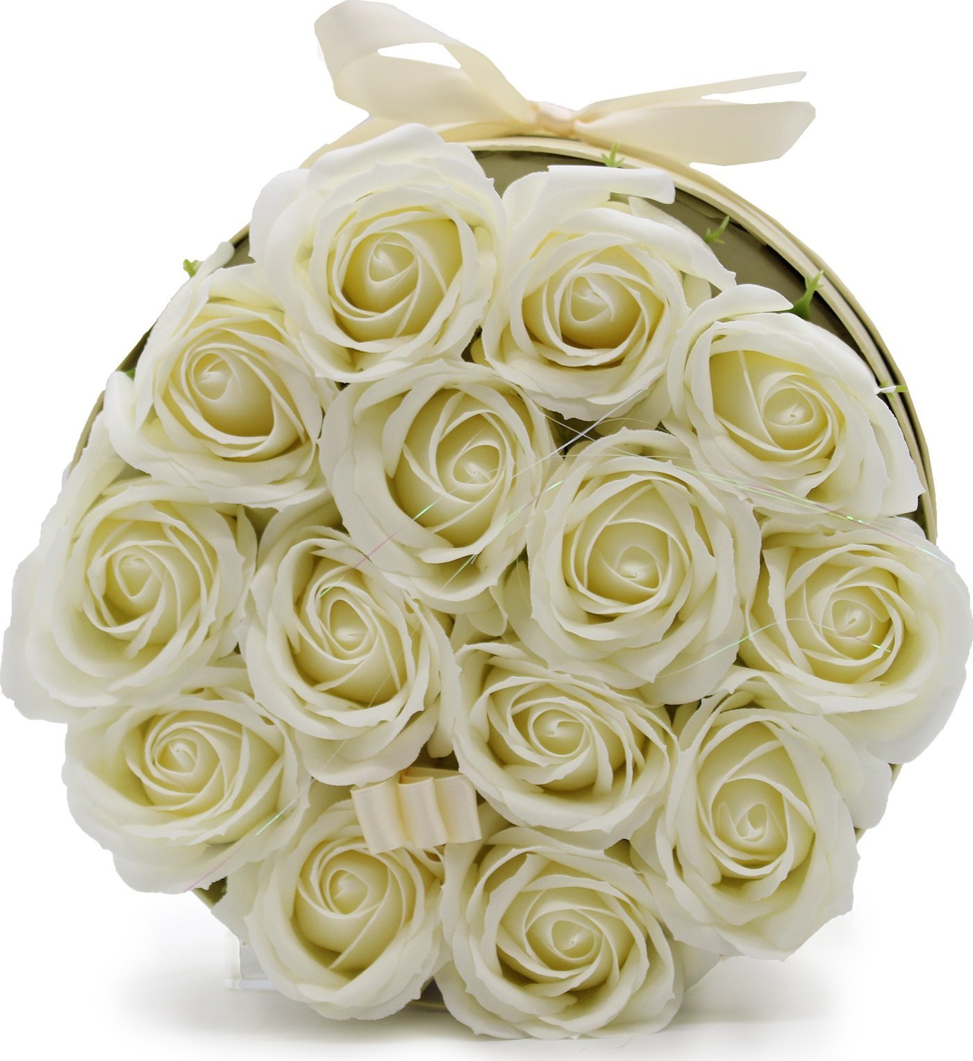 Bispol Mydlany Flower Box - 14 Kremowych Róż w Okrągłym Pudełku