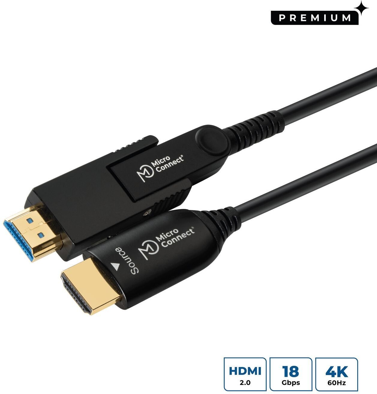 MicroConnect światłowód premium HDMI 20m