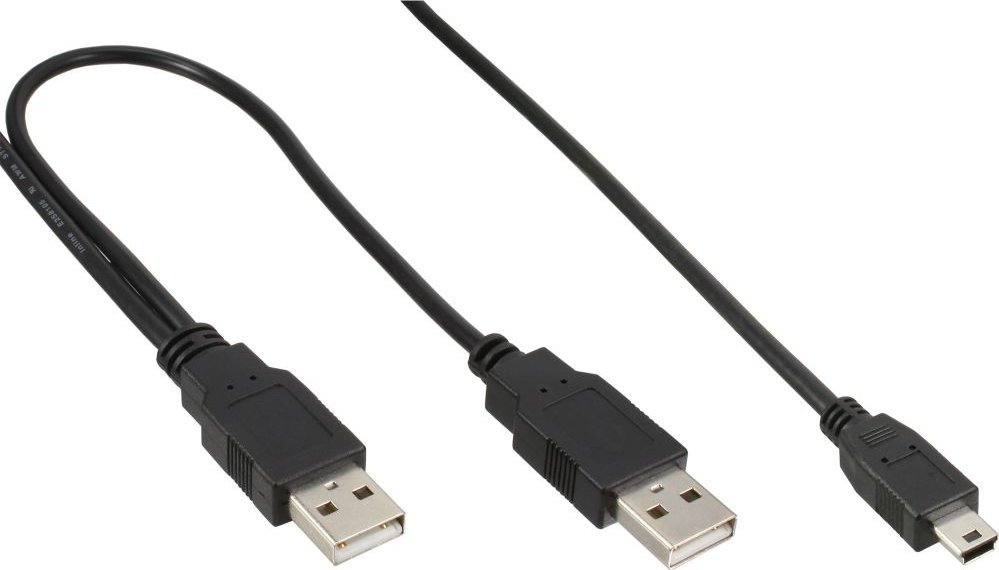 Фото - Кабель InLine Kabel USB  2x USB-A - miniUSB 1 m Czarny  (33107X)