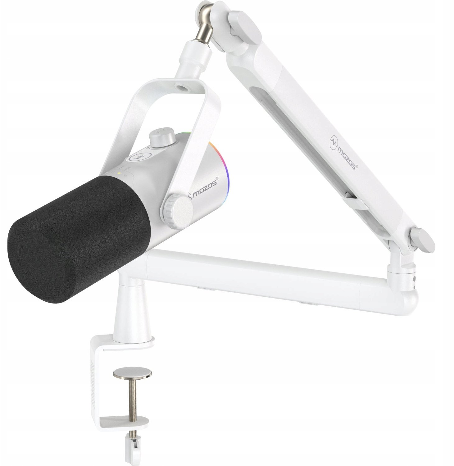 Mikrofon Mozos MOZOS TAM8 BIAŁY MIKROFON DYNAMICZNY USB XLR RGB LED
