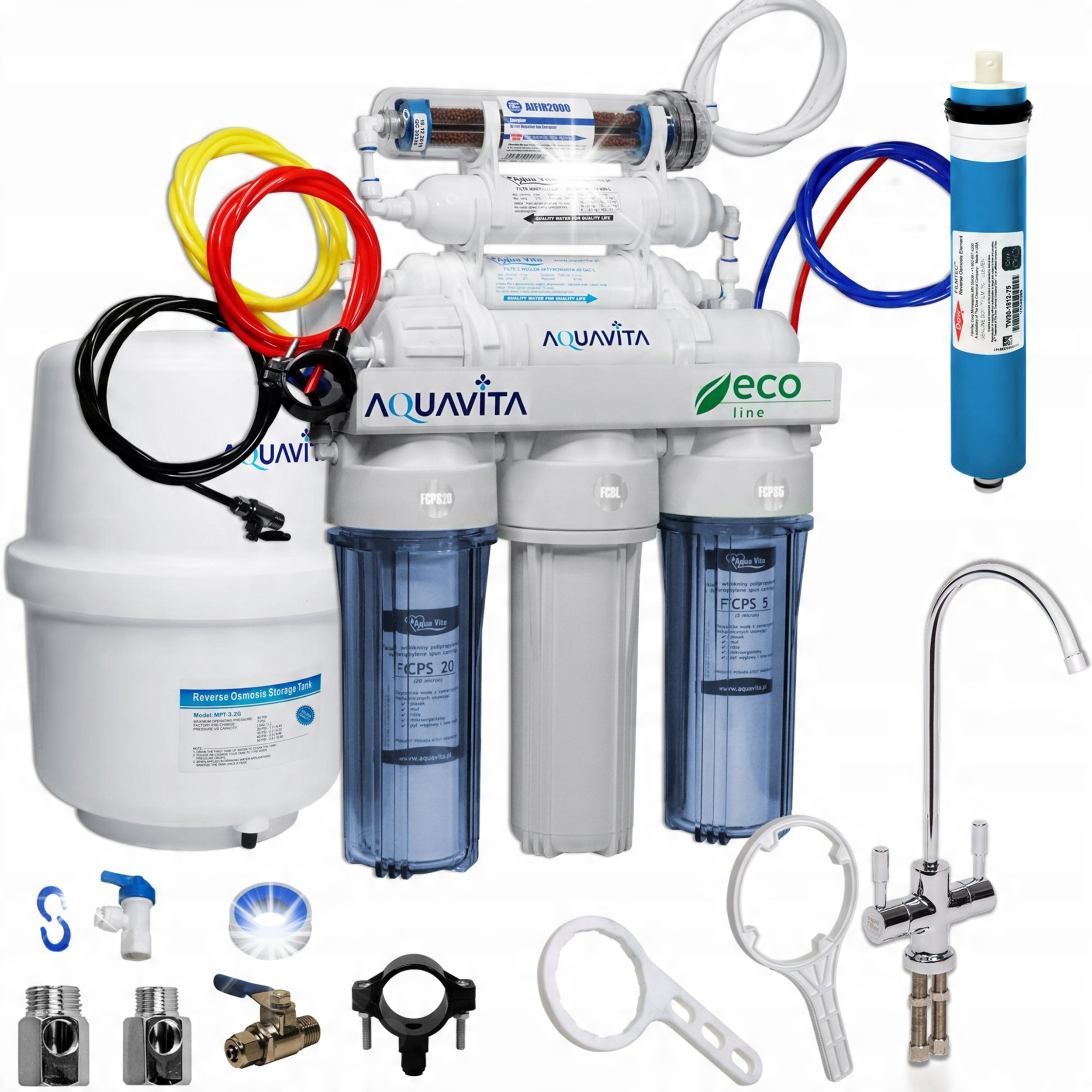 Filtr Wody RO7 AIFIR Jonizator Odwrócona Osmoza 7 Stopni Pod Zlew Komplet