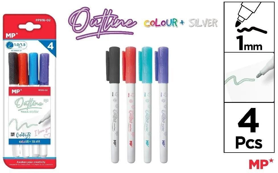 Easy Stationery Markery z podwójną linią 4 kolory