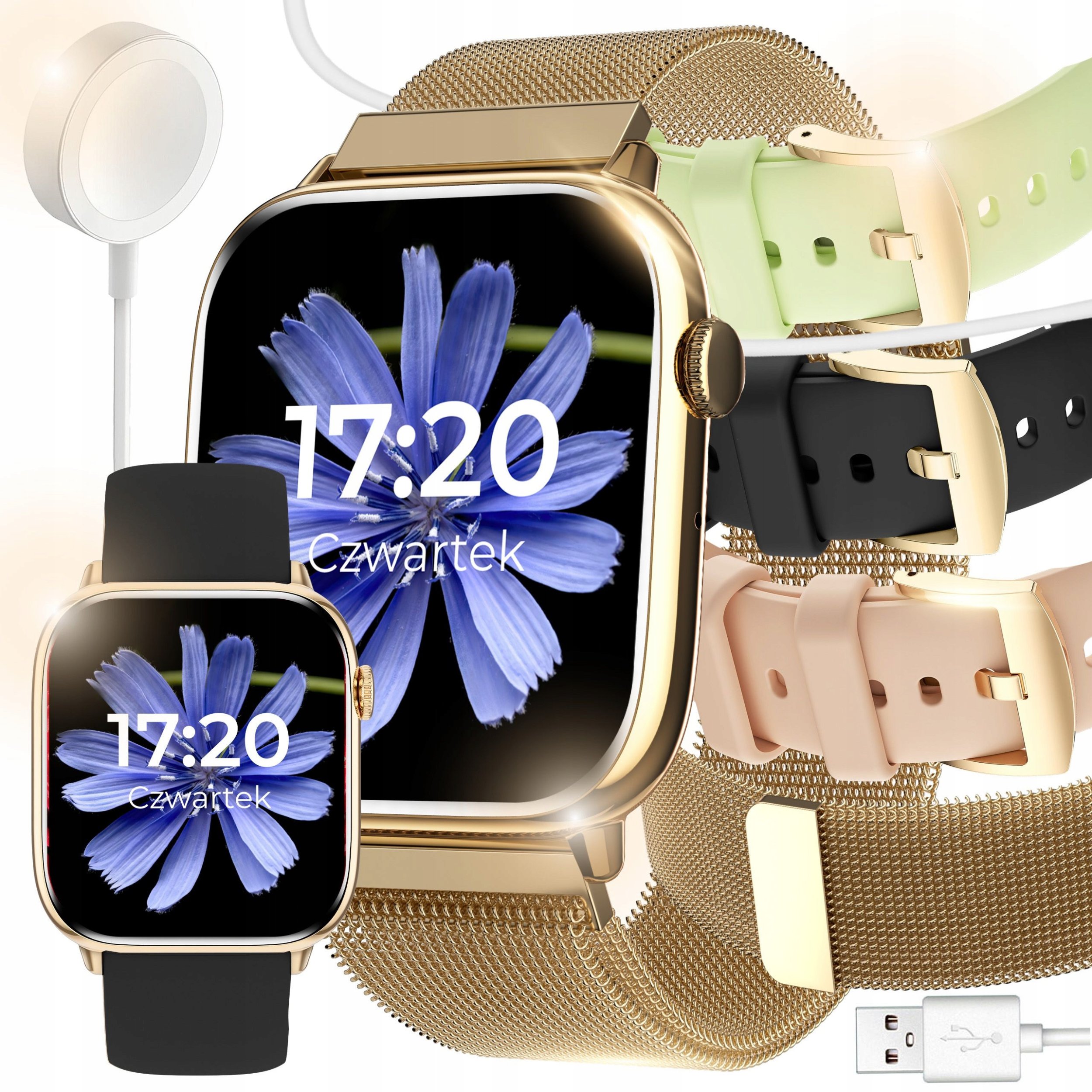 SMARTWATCH ZEGAREK DAMSKI POWIADOMIENIA ROZMOWY SPORT ZDROWIE CIŚNIENIE PL