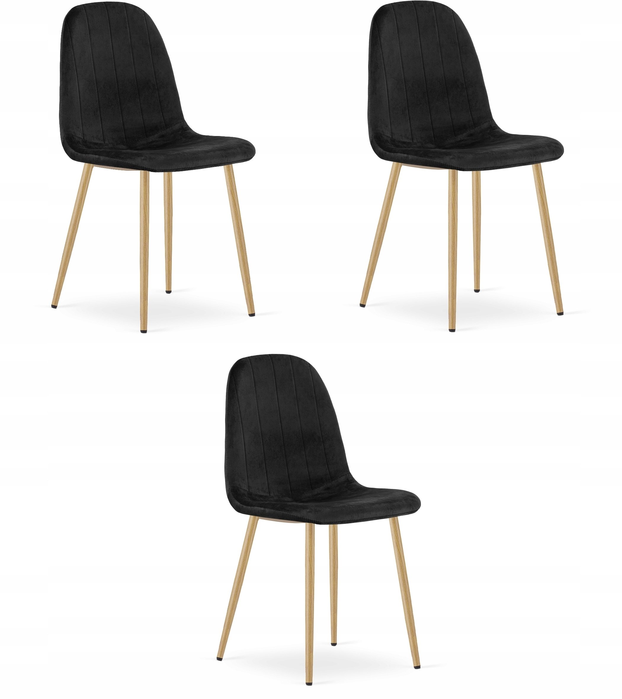 Leobert Krzesło PADVA - aksamit czarny / nogi dąb x 3