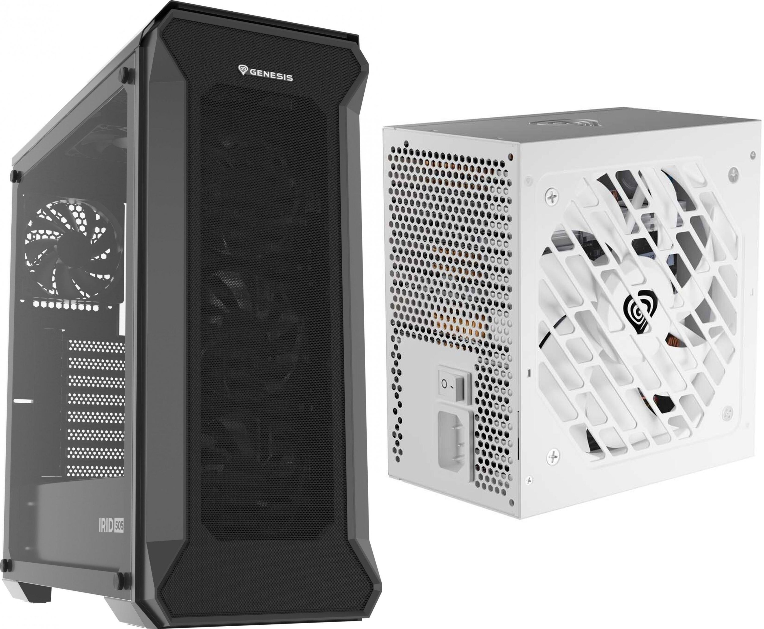 Obudowa GENESIS Irid 505F (NPC-1997) + Zasilacz GENESIS Nihon 750NM Biały 750W (NGP-2369)