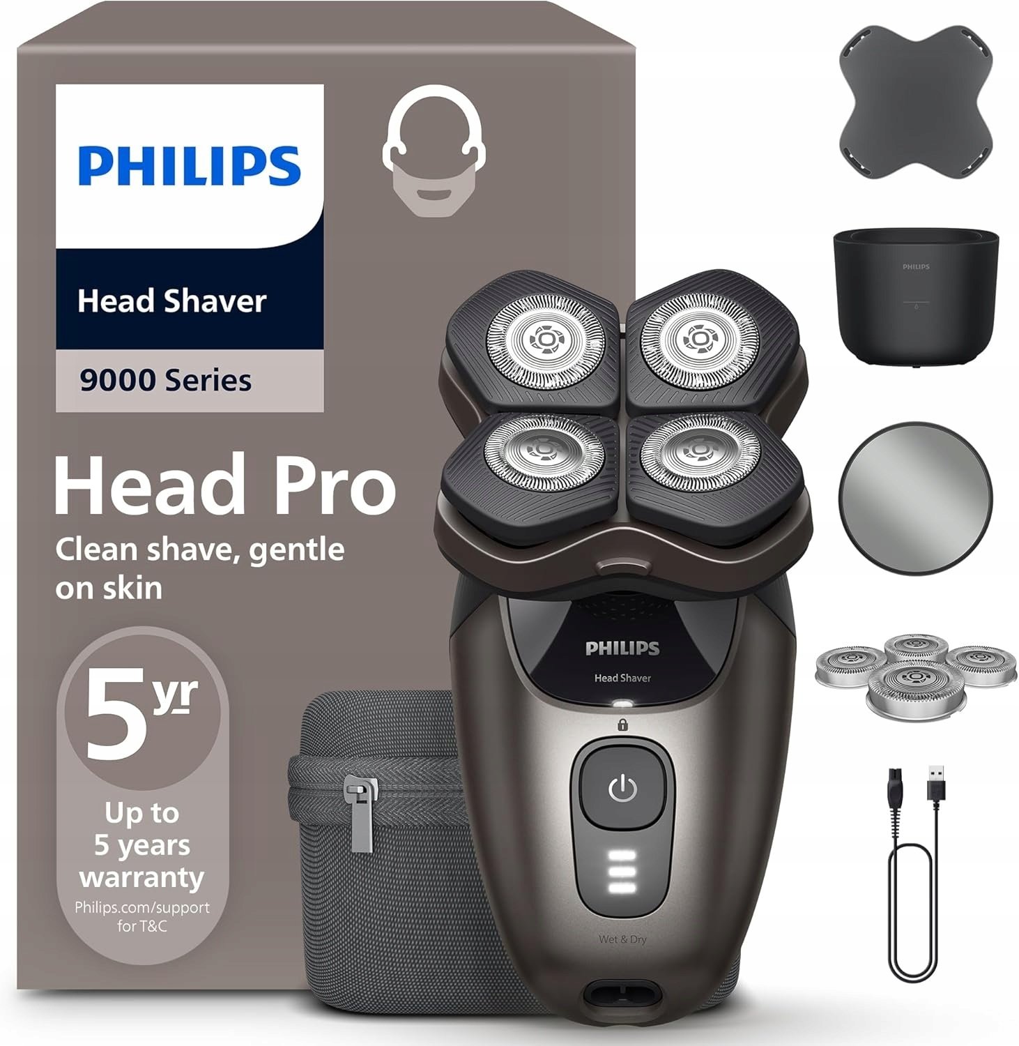 Philips 9000 Pro Series Golarka do Głowy Ruchoma Głowica 360 HS9980/15