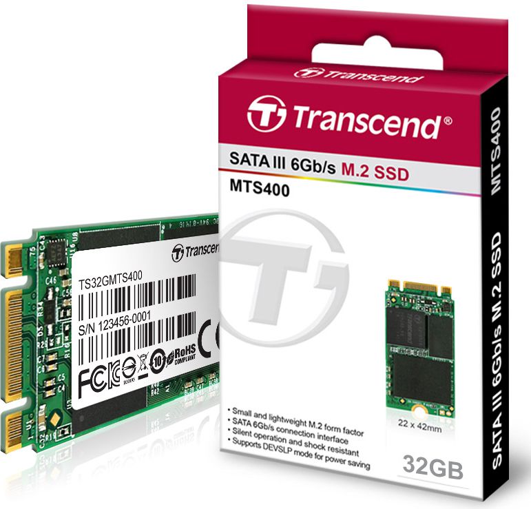 Dysk SSD Transcend MTS400 32GB M.2 2242 SATA III (TS32GMTS400)