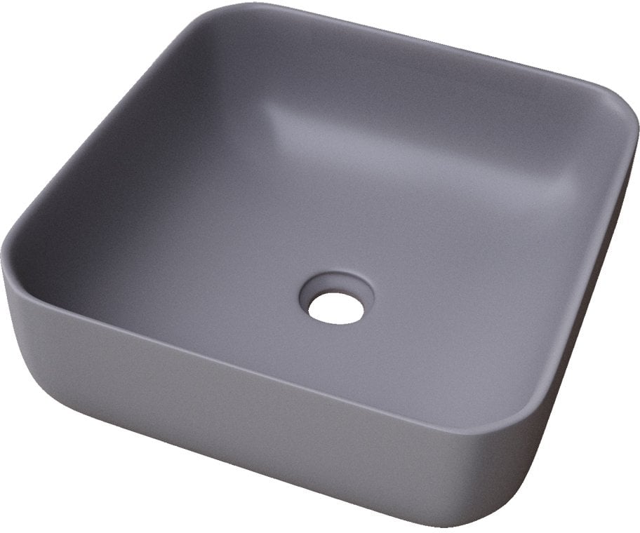 WASHBASIN CATANIA 385X385X140 MATT GREY