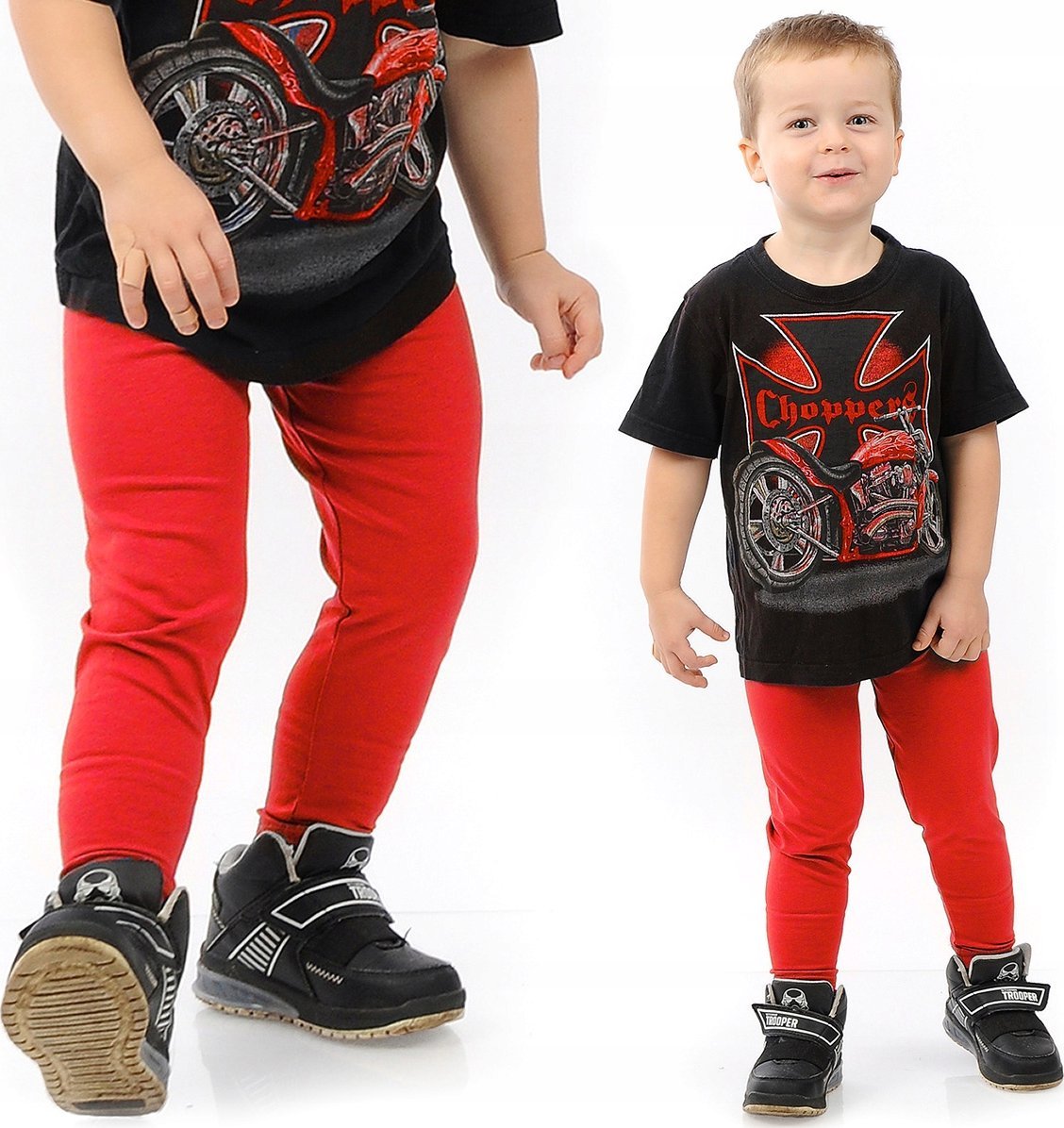 Getry chłopięce Długie legginsy Spodnie Czerwone 110