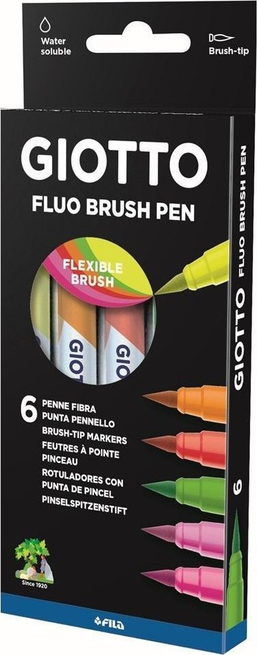 Giotto Pisaki Fluo Brush Pen 6 kolorów